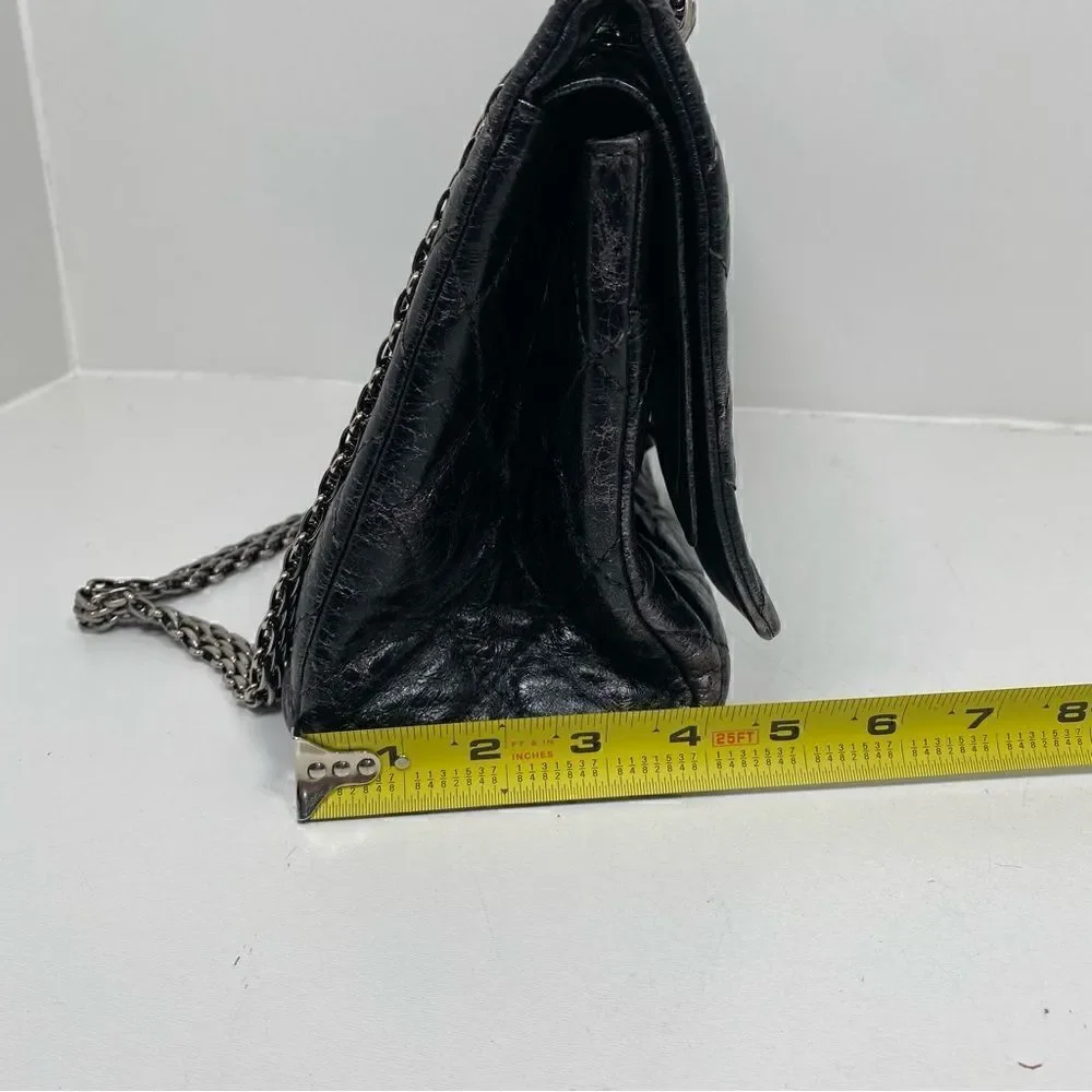 Chanel reissue 2.55 Flag Bag Quilted Glazed Calf Skin Silver Jumbo